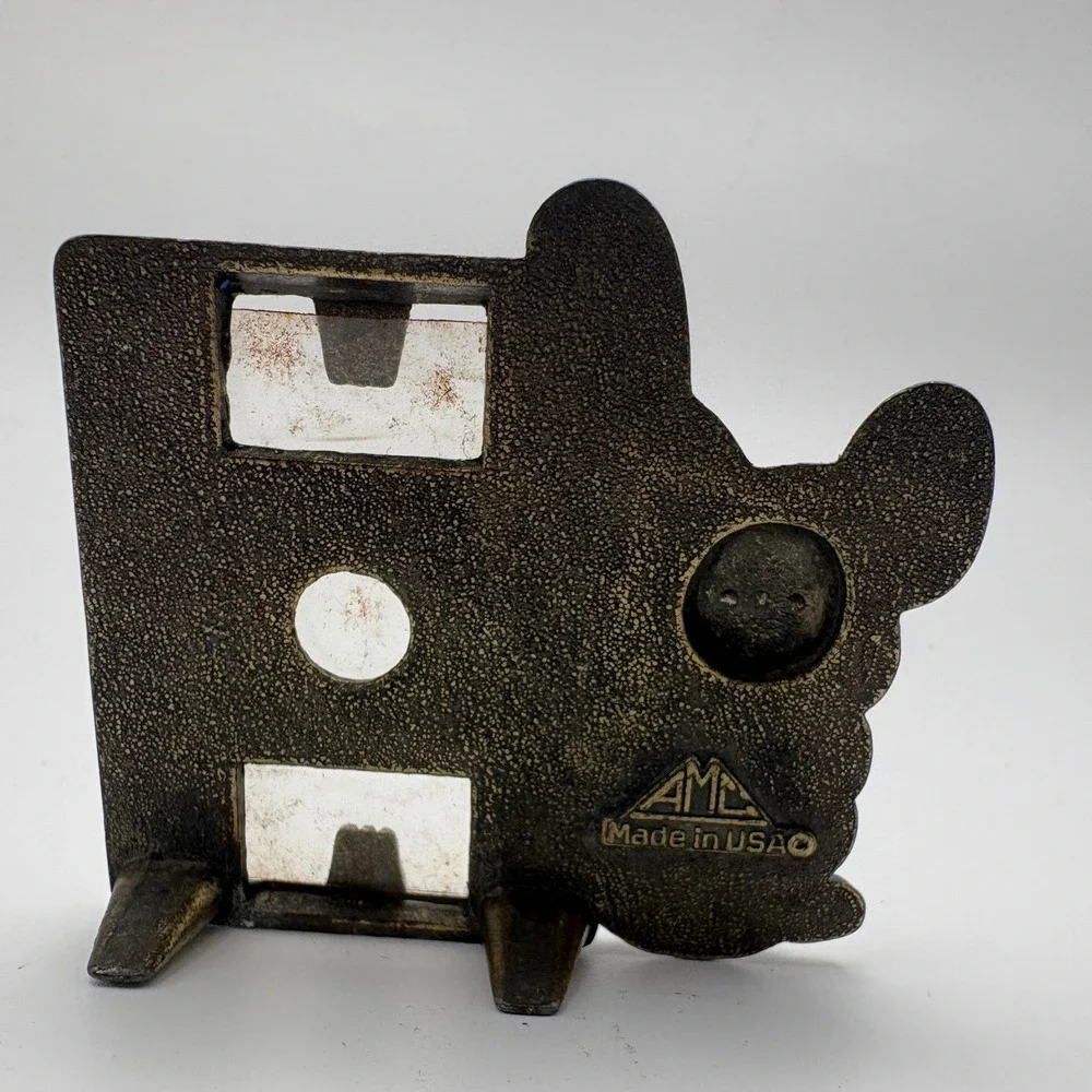 Vintage AMC Brass Mouse Picture Frame Figural Animal Made in USA Mini 2.25
